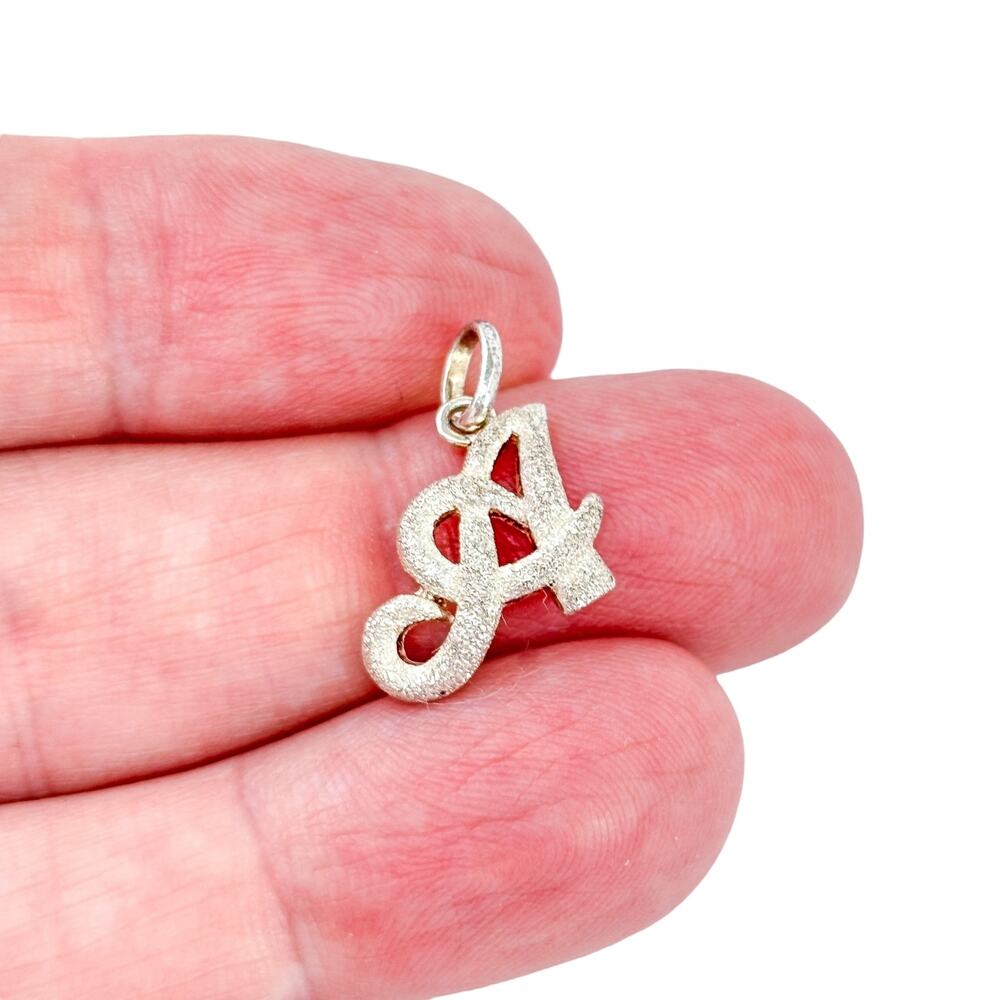 Vintage Sterling Silver 925 Stardust Finish Letter "A" Initial Pendant